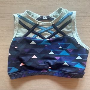 Oh La La, Blue Crop Top Mesh Open Back, Child Large